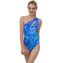 Valentine Heart Love Blue To One Side Swimsuit by Mariart