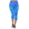 Valentine Heart Love Blue Lightweight Velour Capri Leggings  View2