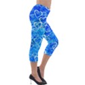 Valentine Heart Love Blue Lightweight Velour Capri Leggings  View4