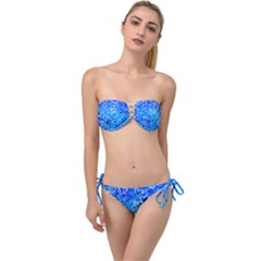 Valentine Heart Love Blue Twist Bandeau Bikini Set by Mariart