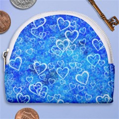 Valentine Heart Love Blue Horseshoe Style Canvas Pouch