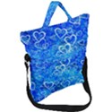 Valentine Heart Love Blue Fold Over Handle Tote Bag View1