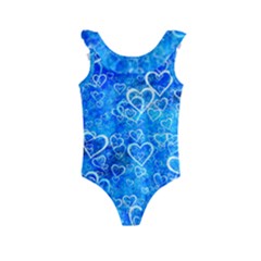 Valentine Heart Love Blue Kids  Frill Swimsuit by Mariart