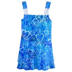 Valentine Heart Love Blue Kids  Layered Skirt Swimsuit by Mariart