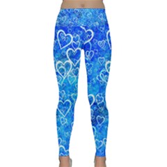 Valentine Heart Love Blue Lightweight Velour Classic Yoga Leggings by Mariart