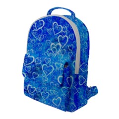 Valentine Heart Love Blue Flap Pocket Backpack (large)