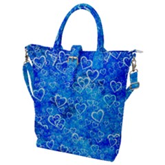 Valentine Heart Love Blue Buckle Top Tote Bag