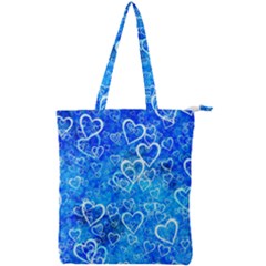 Valentine Heart Love Blue Double Zip Up Tote Bag by Mariart