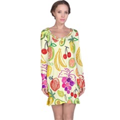 Seamless Pattern Fruit Long Sleeve Nightdress by Mariart