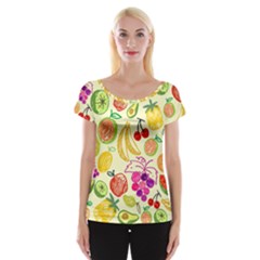 Seamless Pattern Fruit Cap Sleeve Top by Mariart