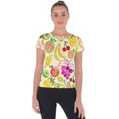 Seamless Pattern Fruit Short Sleeve Sports Top 