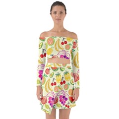 Seamless Pattern Fruit Off Shoulder Top With Skirt Set by Mariart