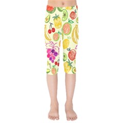 Seamless Pattern Fruit Kids  Capri Leggings 