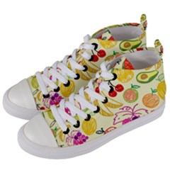 Seamless Pattern Fruit Women s Mid-top Canvas Sneakers by Mariart