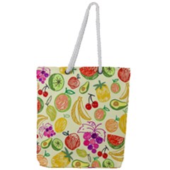 Seamless Pattern Fruit Full Print Rope Handle Tote (large)