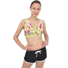 Seamless Pattern Fruit V-back Sports Bra