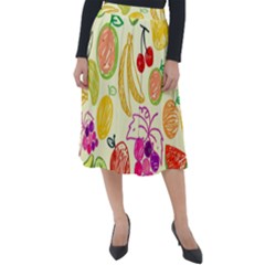 Seamless Pattern Fruit Classic Velour Midi Skirt 