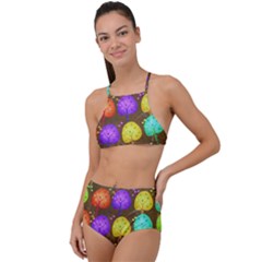 Textured Grunge Background Pattern High Waist Tankini Set