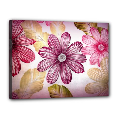 Star Flower Canvas 16  X 12  (stretched) by Mariart