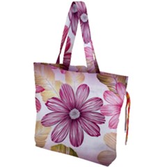 Star Flower Drawstring Tote Bag