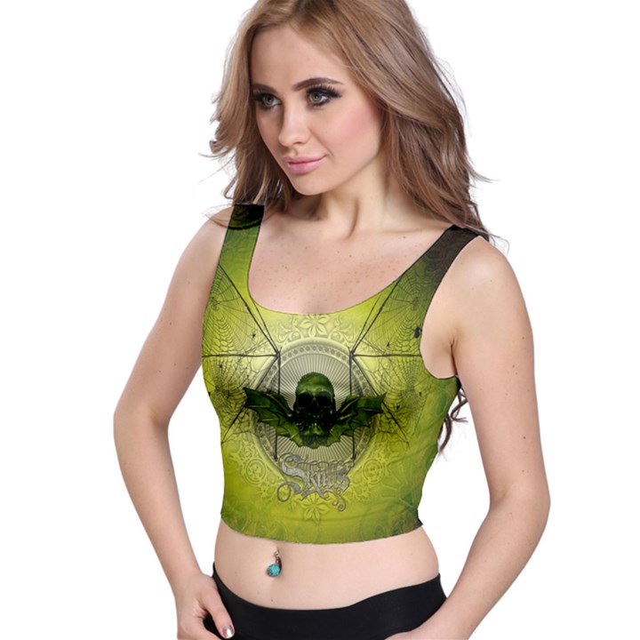 Awesome Creepy Skull With Wings Crop Top