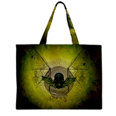 Awesome Creepy Skull With Wings Zipper Mini Tote Bag by FantasyWorld7