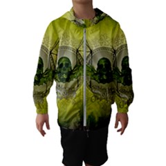 Awesome Creepy Skull With Wings Hooded Windbreaker (kids) by FantasyWorld7