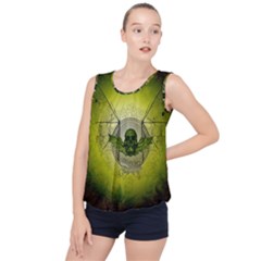 Awesome Creepy Skull With Wings Bubble Hem Chiffon Tank Top