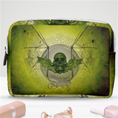 Awesome Creepy Skull With Wings Make Up Pouch (medium) by FantasyWorld7