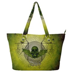 Awesome Creepy Skull With Wings Full Print Shoulder Bag by FantasyWorld7