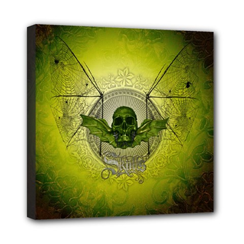 Awesome Creepy Skull With Wings Mini Canvas 8  X 8  (stretched) by FantasyWorld7