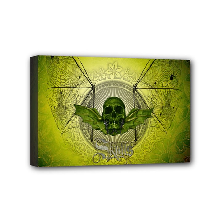 Awesome Creepy Skull With Wings Mini Canvas 6  x 4  (Stretched)