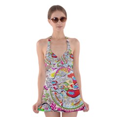 Supersonic Pyramid Protector Angels Halter Dress Swimsuit  by chellerayartisans