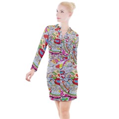 Supersonic Pyramid Protector Angels Button Long Sleeve Dress by chellerayartisans