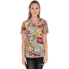 Supersonic Pyramid Protector Angels Women s V-neck Scrub Top by chellerayartisans