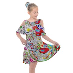 Supersonic Pyramid Protector Angels Kids  Shoulder Cutout Chiffon Dress by chellerayartisans