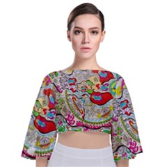 Supersonic Pyramid Protector Angels Tie Back Butterfly Sleeve Chiffon Top