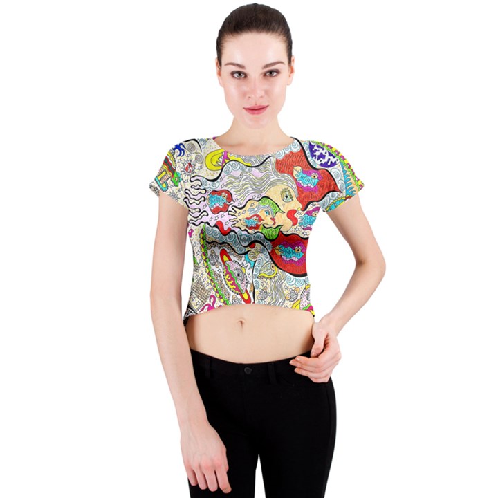 Supersonic Pyramid Protector Angels Crew Neck Crop Top