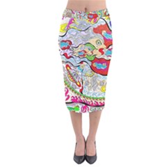 Supersonic Pyramid Protector Angels Velvet Midi Pencil Skirt