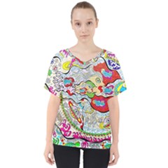 Supersonic Pyramid Protector Angels V-neck Dolman Drape Top