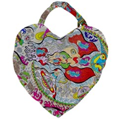 Supersonic Pyramid Protector Angels Giant Heart Shaped Tote by chellerayartisans