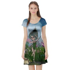 Cute Little Fairy Short Sleeve Skater Dress by FantasyWorld7