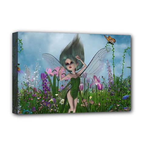 Cute Little Fairy Deluxe Canvas 18  X 12  (stretched) by FantasyWorld7