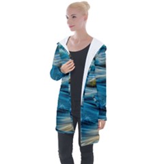 Ocean Waves Longline Hooded Cardigan by WensdaiAmbrose