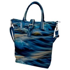 Ocean Waves Buckle Top Tote Bag by WensdaiAmbrose