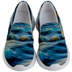 Ocean Waves Kids  Lightweight Slip Ons by WensdaiAmbrose