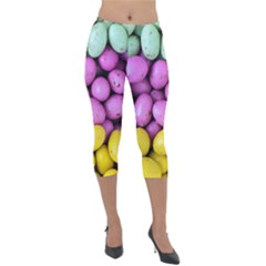 Jelly Beans - Pastel Lightweight Velour Capri Leggings  by WensdaiAmbrose