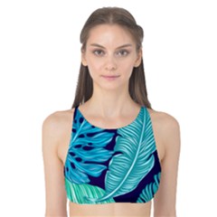 Tropical Greens Leaves Banana Tank Bikini Top by Mariart