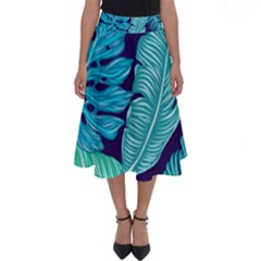 Tropical Greens Leaves Banana Perfect Length Midi Skirt