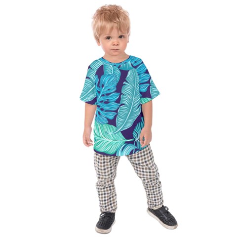 Tropical Greens Leaves Banana Kids  Raglan Tee by Mariart